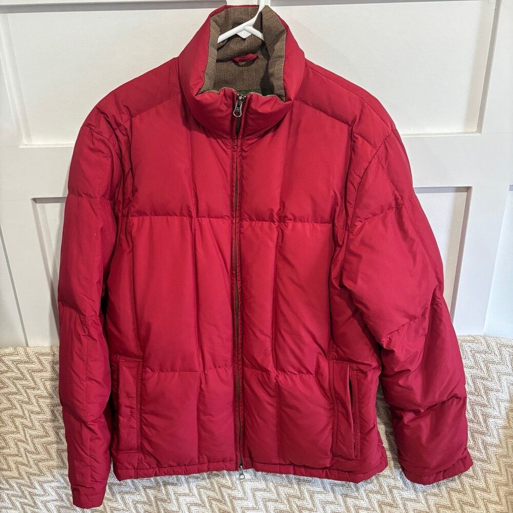 Eddie Bauer Men’s Quilted Puffer Goose Down Jacket Coat Red Size Medium - Picture 1 of 9